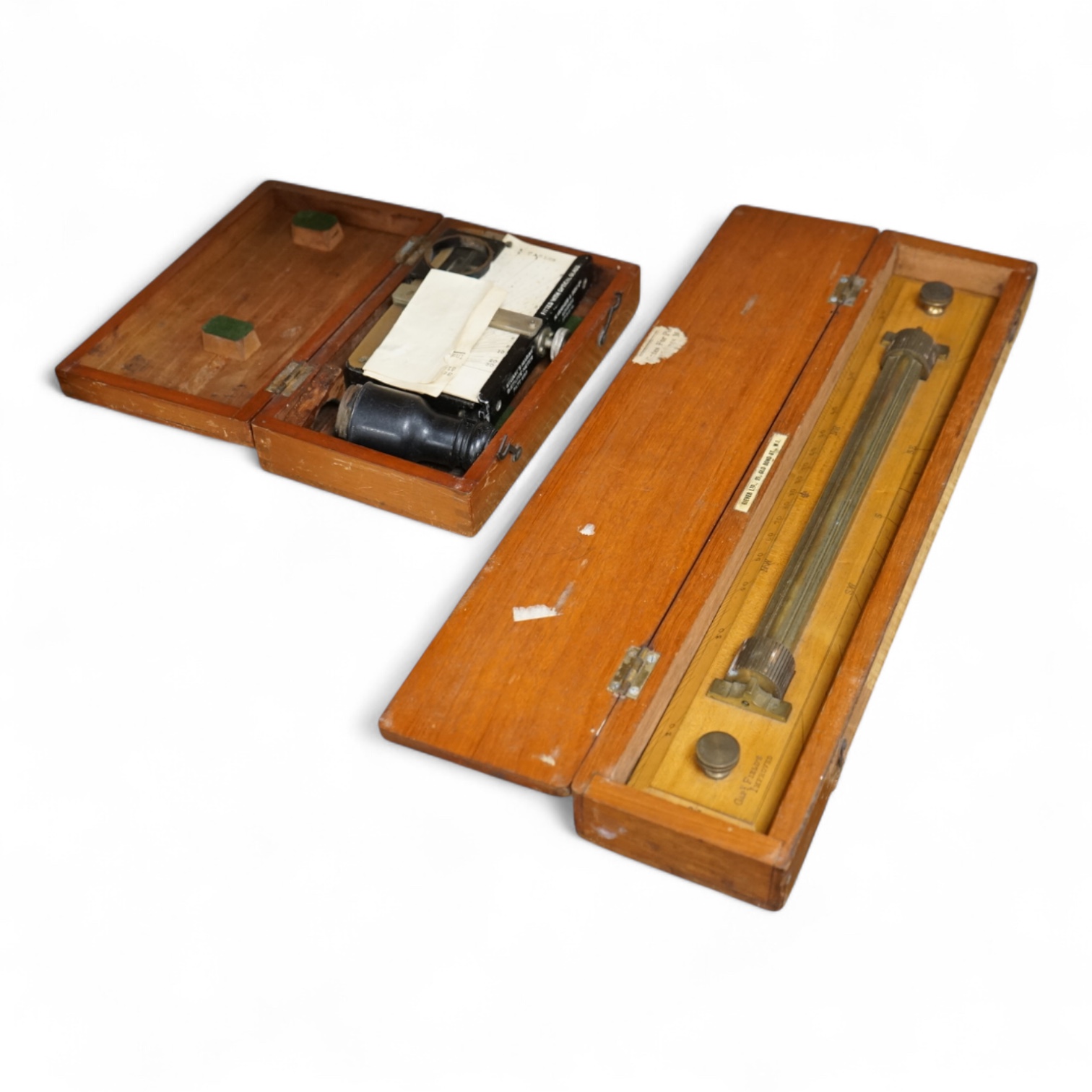 An early 20th century teak cased Stuart's Distance Meter and a late 19th century mahogany cased ‘Capt. Field’s Improved’ protractor by Gieves Ltd., 21 Old Bond Street W.1.